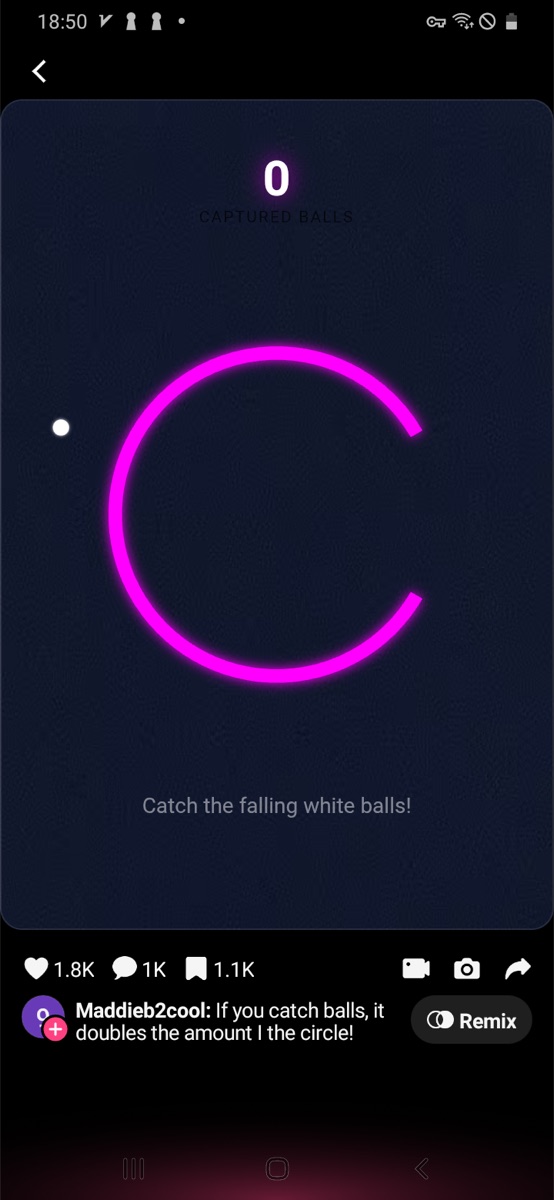 Catch and Double active round with falling ball and captured balls counter.