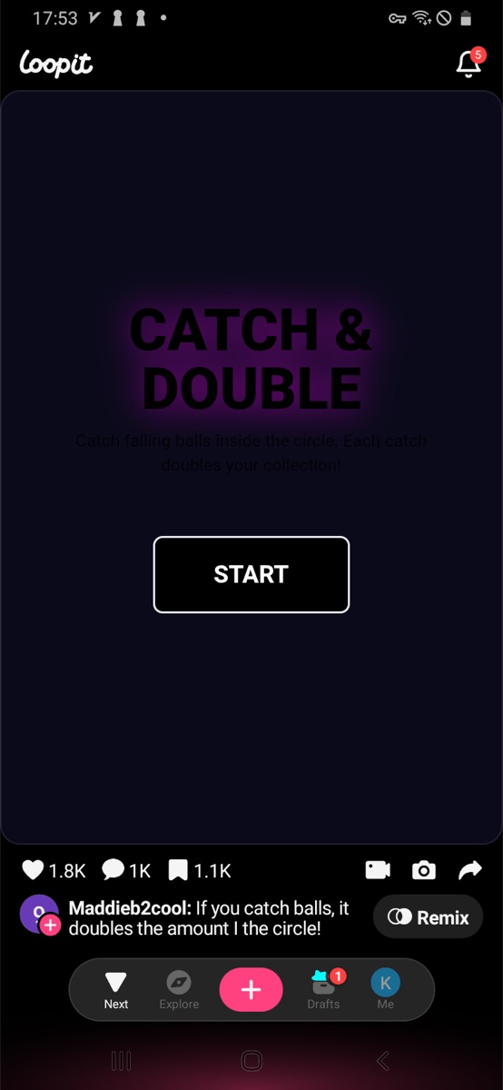 Catch and Double title screen with START button.