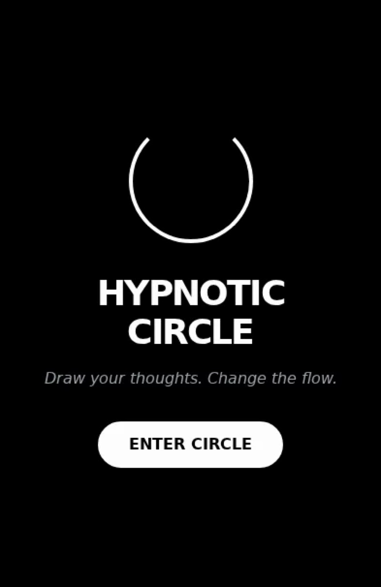 Hypnotic Circle Loopit preview with Enter Circle button and draw your thoughts prompt.