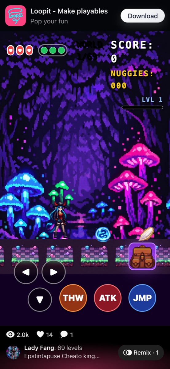 Epstintapuse 69 Levels hero-selection screen after input.