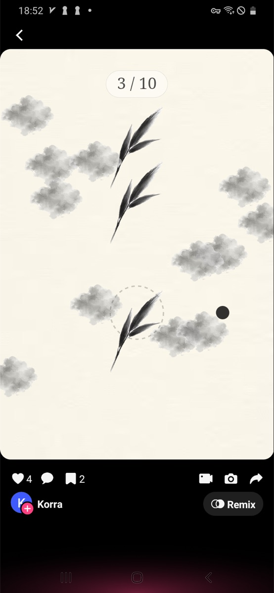 Feather Ink Counter showing 3 out of 10 progress after initial strokes.