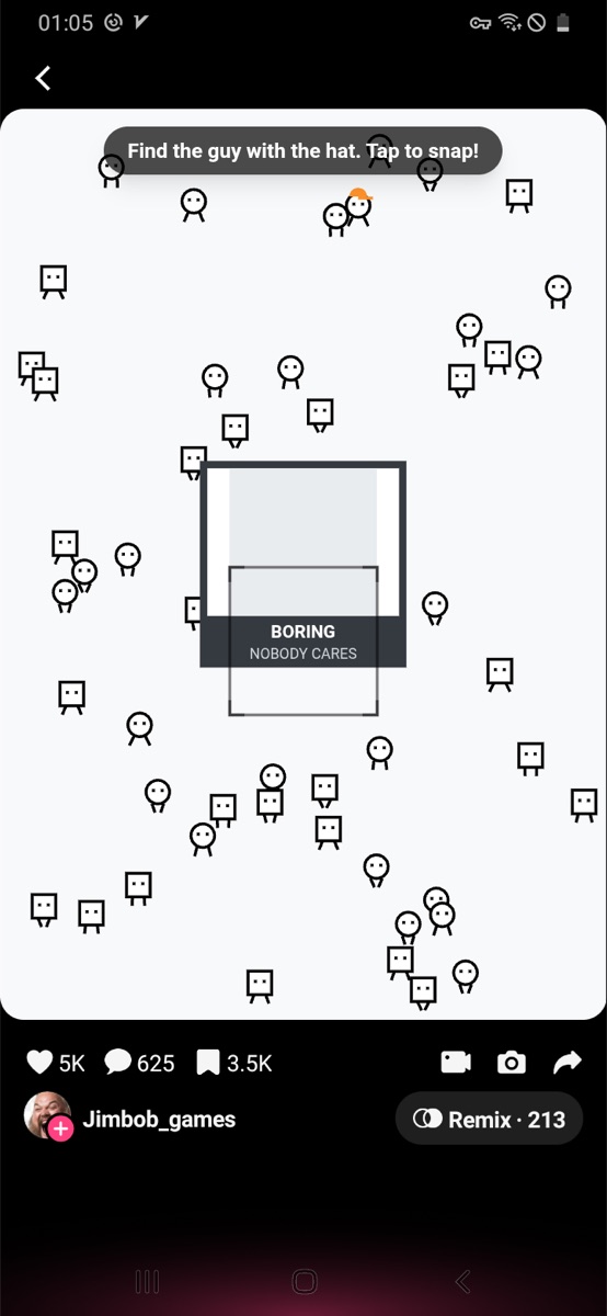 Find the Hat Guy search board with many small people icons.