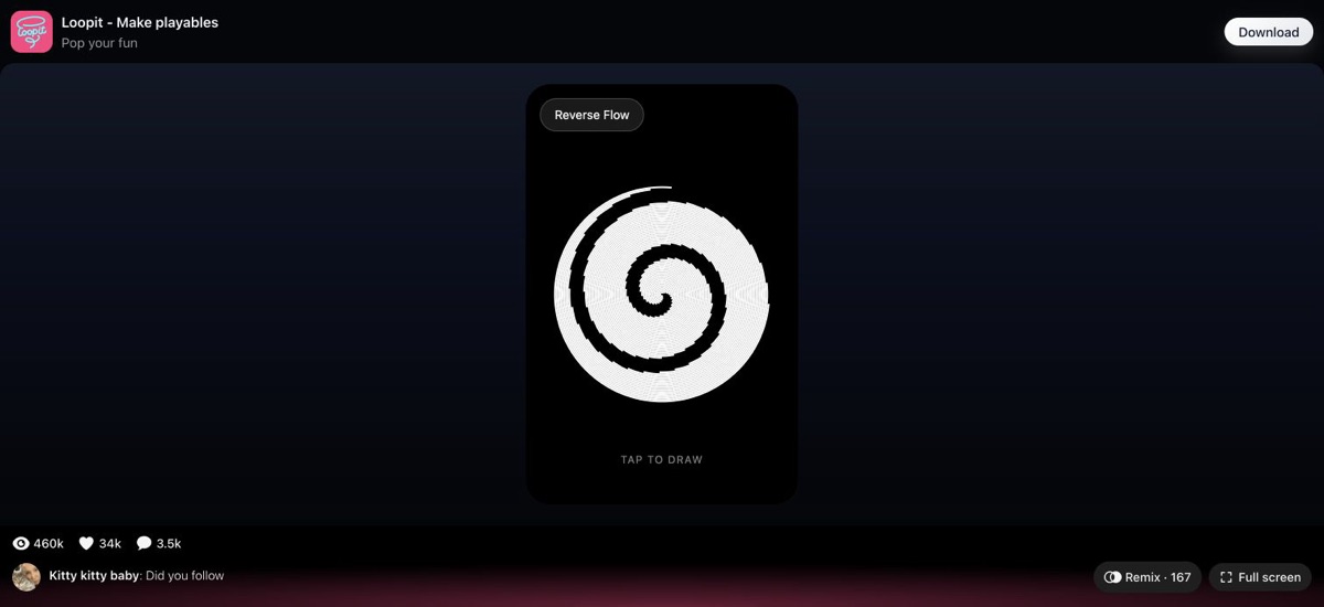 Hypnotic Circle Reverse Flow state with Tap to draw on Loopit