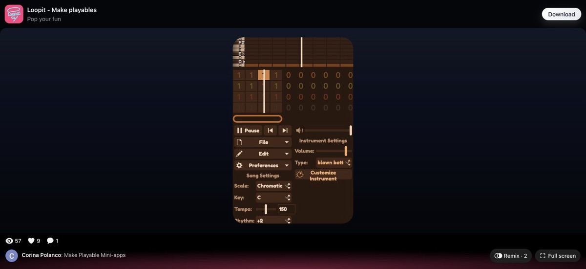 LoopBox playing state with the transport switched to Pause on Loopit