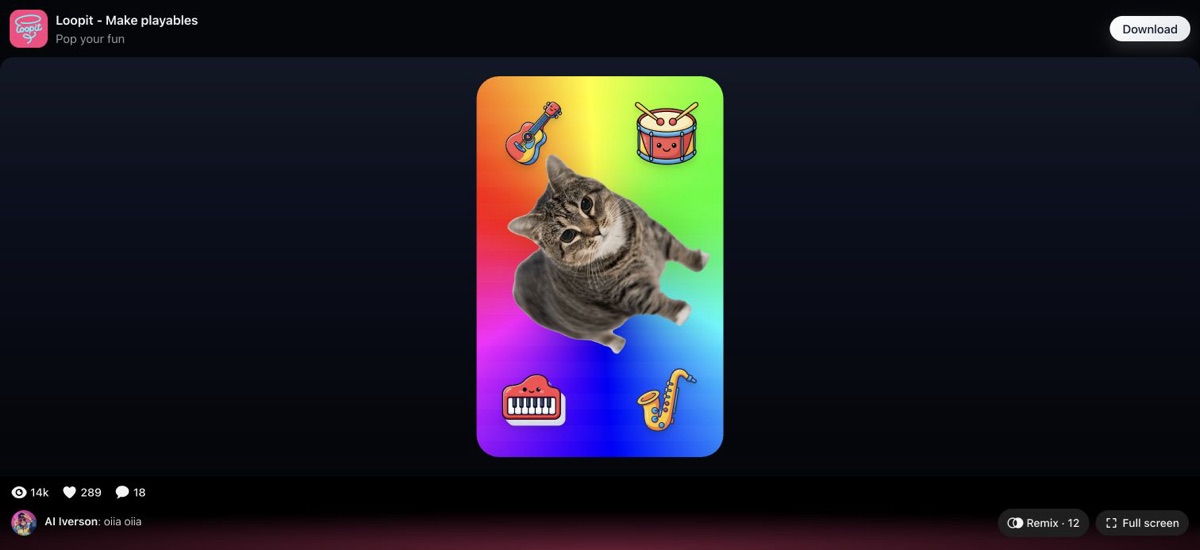 Oiia Oiia after tapping the drum icon changed the scene to a rainbow background.