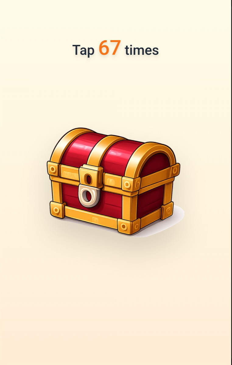 Open the Chest Loopit preview asking the player to tap 67 times.