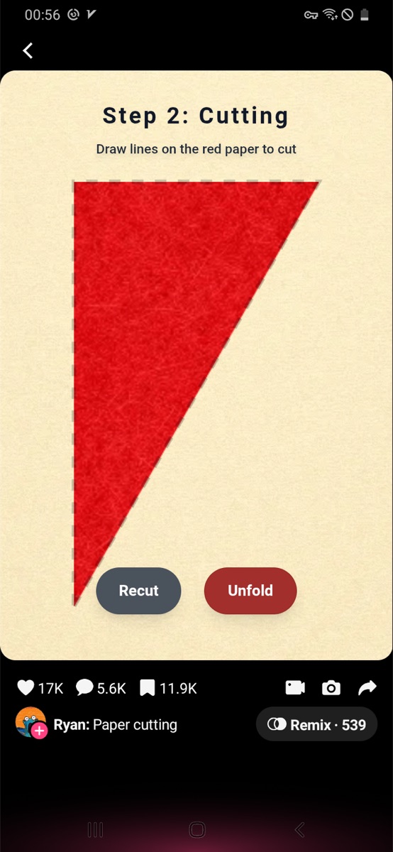 Paper Cutting Step 2 Cutting screen with red paper.