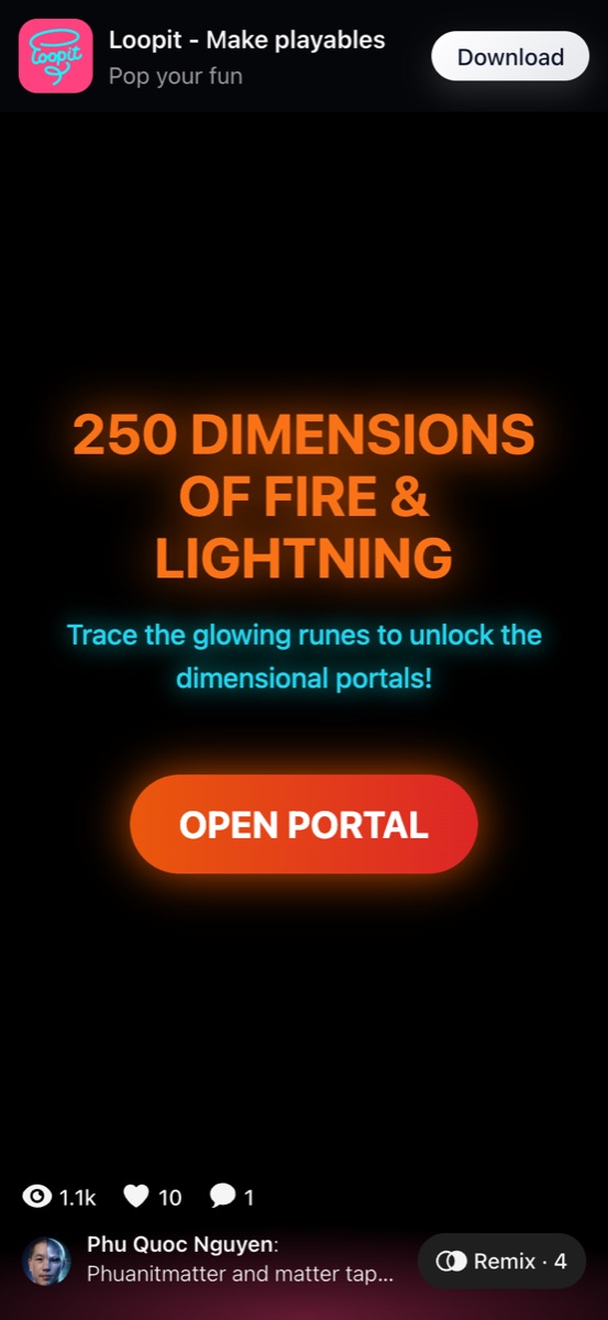 Phuanitmatter Tap Game starting dimension screen.