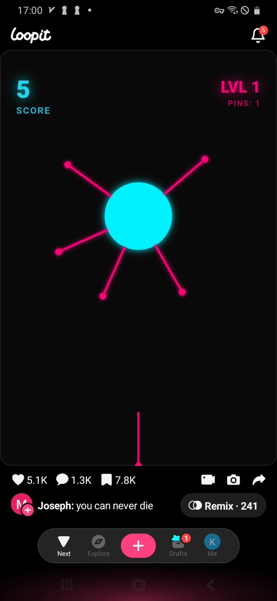 Loopit Pin Launch Level Clear message after reaching score 6.