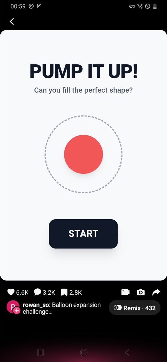 Pump It Up Balloon start screen with dotted target circle.