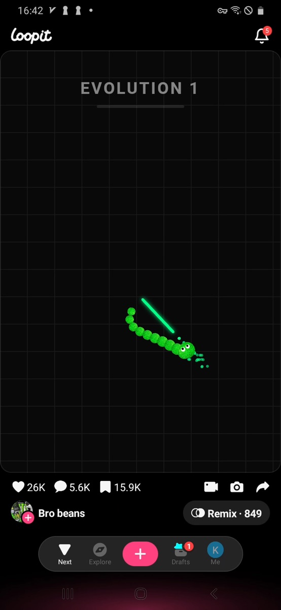 Loopit Snake Evolution with the snake moving through drawn food strokes.