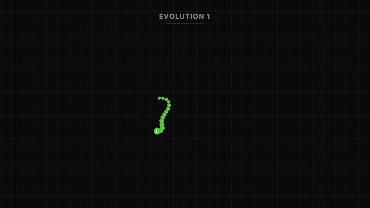 Snake Evolution Feed after several feeding strokes while the evolution label remains at one.