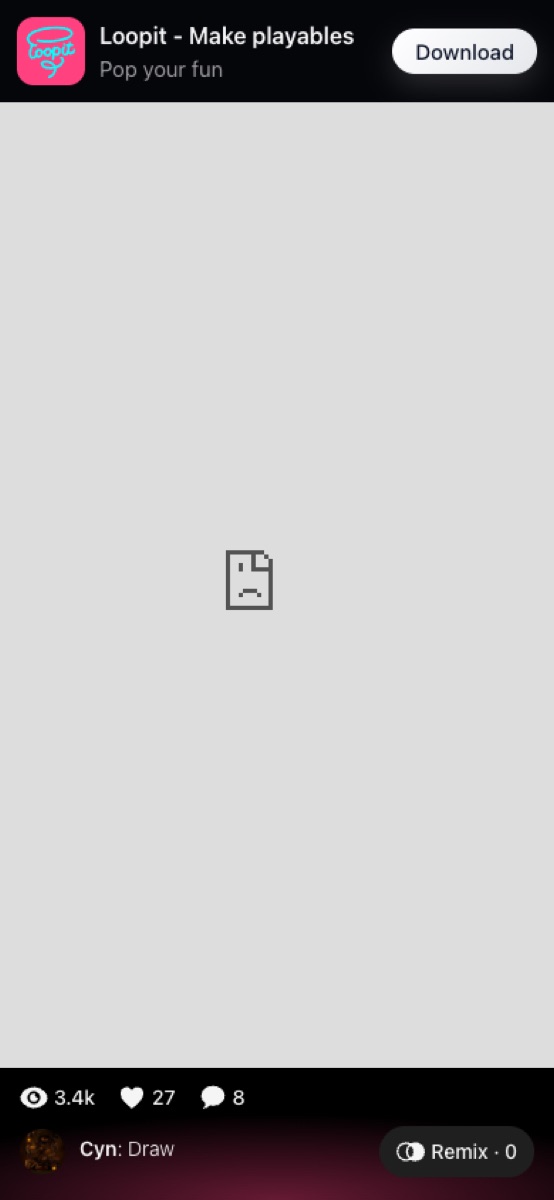 Spinning Void Circles share page with the playable area blocked by the Loopit CDN.