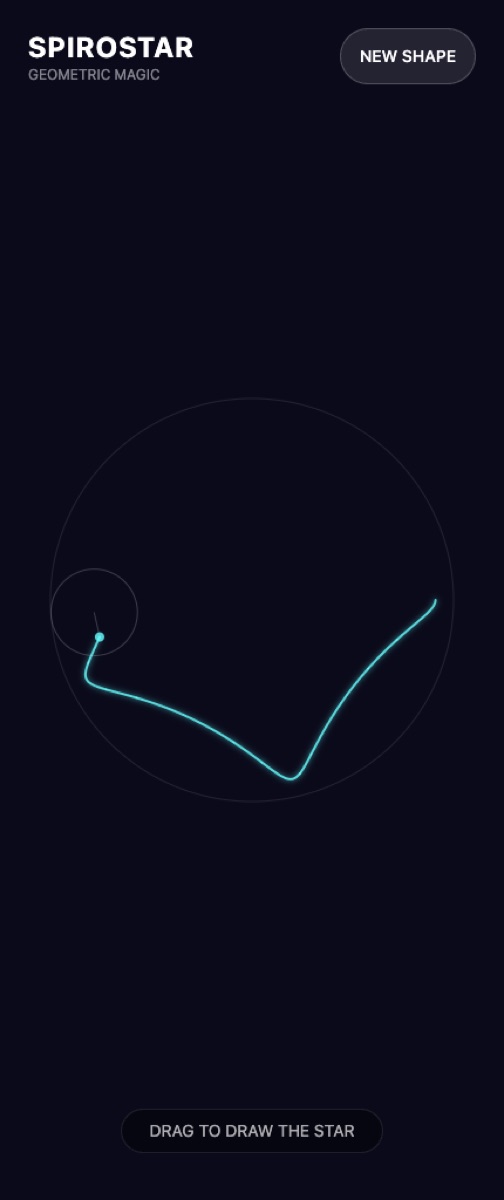 Spirostar with a glowing live trace from a continuous drag.