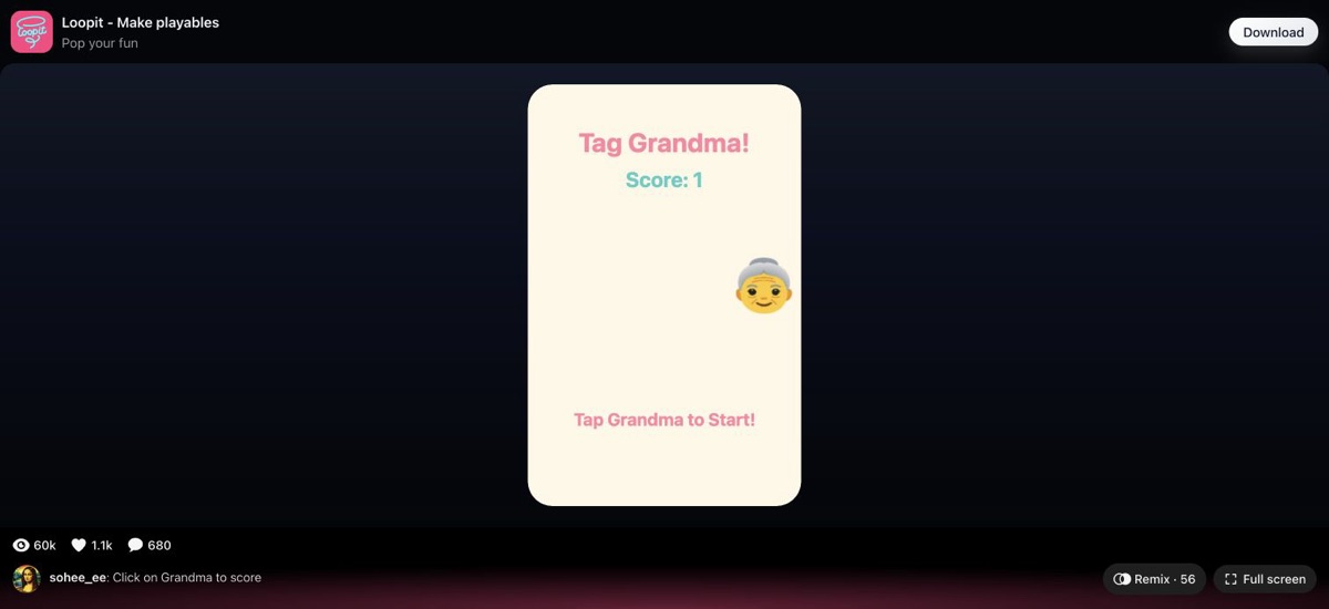Tag Grandma entry state with Grandma on the right side of the Loopit card