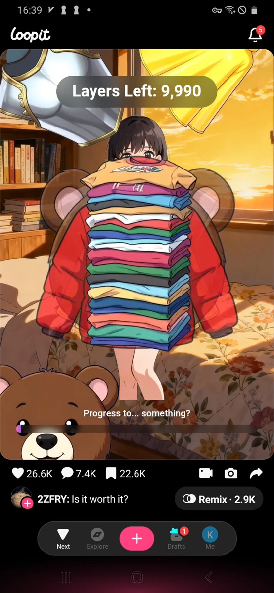 Loopit Tap Layers around Layers Left 9990 with more clothing revealed.