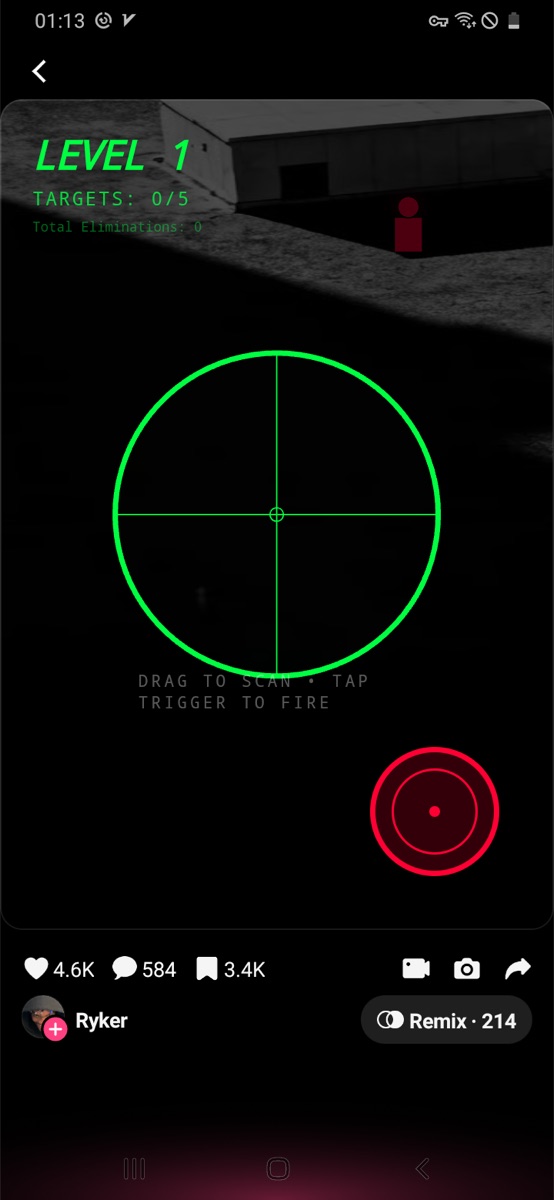 Target Scanner Level 1 with targets 0 out of 5 and drag to scan instruction.