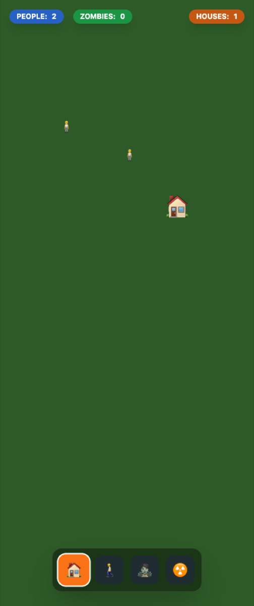 Zombie Town V2 live map with two people and one house placed.